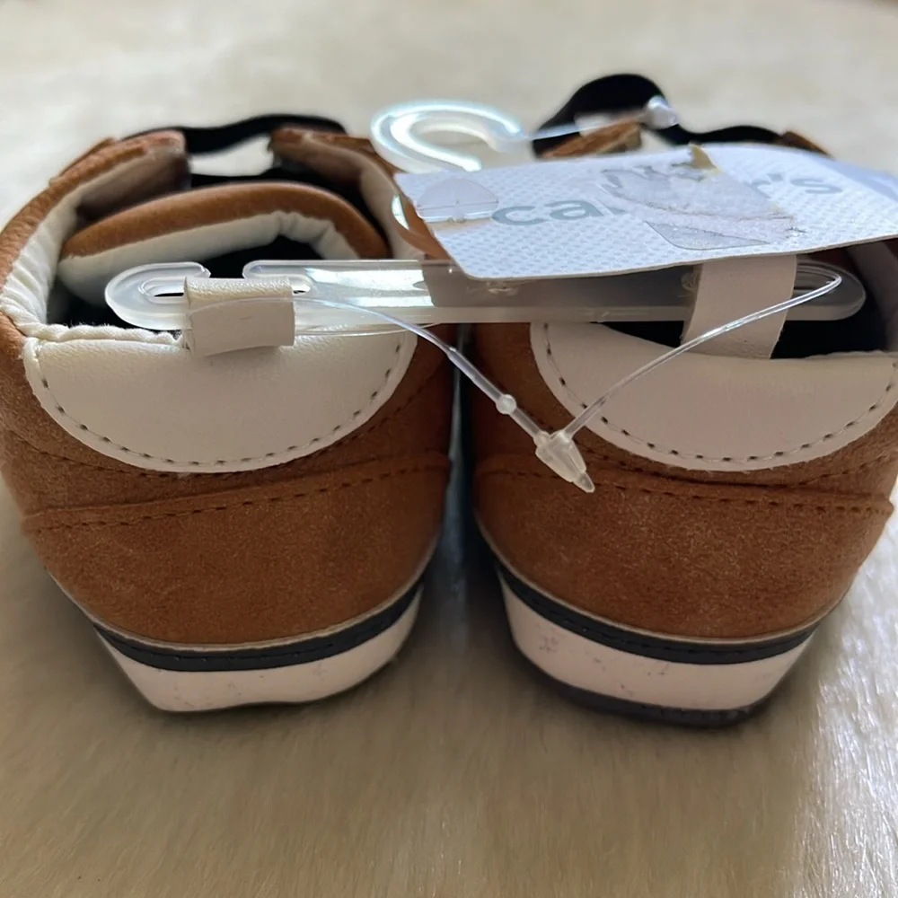 Carter's Brown & White Baby Boy Infant Soft Slip-On Sneakers Casual Crib Shoes